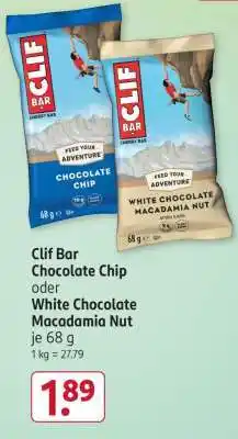 Rossmann Clif Bar Chocolate Chip oder White Chocolate Macadamia Nut Angebot