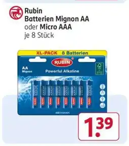 Rossmann Rubin Batterien Mignon AA oder Micro AAA Angebot