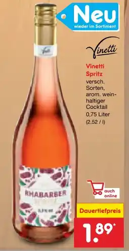 Netto Marken-Discount Vinetti Rhabarber Spritz Angebot