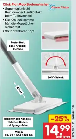 Netto Marken-Discount CleverClean Click Flat Mop Bodenwischer Angebot