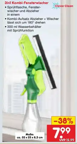 Netto Marken-Discount CleverClean 3in1 Kombi-Fensterwischer Angebot