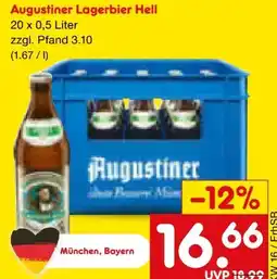 Netto Marken-Discount Augustiner Bräu Lagerbier Hell Angebot