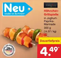 Netto Marken-Discount Barbeque Hähnchen-Grillspieße Angebot
