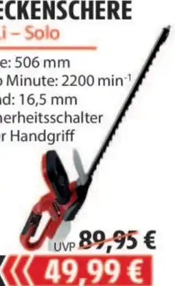 Edeka Einhell Akku-Heckenschere GC-HS 18 Li Solo Angebot