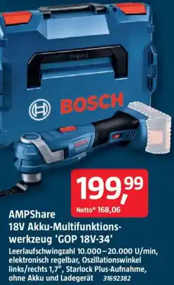 Bauhaus BOSCH AMPShare 18V Akku-Multifunktionswerkzeug 'GOP 18V-34' Angebot