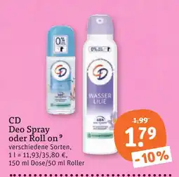 tegut Cd deo spray oder roll on Angebot