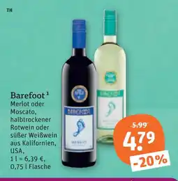 tegut Barefoot merlot oder moscato Angebot