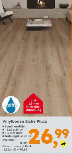 Globus Baumarkt Vinylboden eiche plaza Angebot