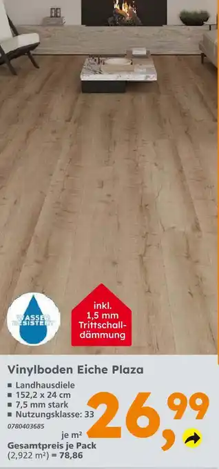 Globus Baumarkt Vinylboden eiche plaza Angebot
