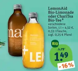 tegut Lemonaid bio-limonade oder charitea bio-tee Angebot