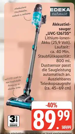 Marktkauf Edeka zuhause akkustielsauger uvc-126735 Angebot