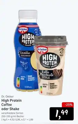 KONSUM Dr. Oetker High Protein Coffee oder Shake Angebot