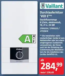 Bauhaus Vaillant Durchlauferhitzer 'VED E' Angebot