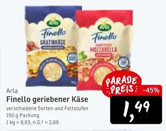 KONSUM Arla Finello geriebener Käse Angebot