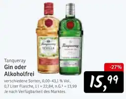 KONSUM Tanqueray Gin oder Alkoholfrei Angebot