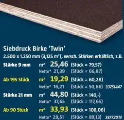 Bauhaus Siebdruck Birke 'Twin' Angebot