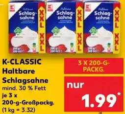 Kaufland K-CLASSIC Haltbare Schlagsahne Angebot