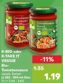 Kaufland K-BIO oder K-TAKE IT VEGGIE Bio Tomatensauce Angebot
