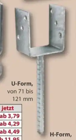Sonderpreis Baumarkt versch. Pfostenträger U-Form Angebot