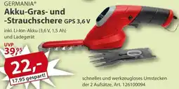 Sonderpreis Baumarkt GERMANIA Akku-Gras- und -Strauchschere GPS 3,6 V Angebot
