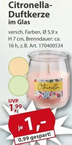 Sonderpreis Baumarkt Citronella- Duftkerze im Glas Angebot