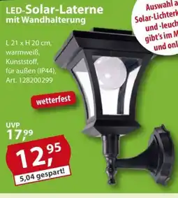 Sonderpreis Baumarkt LED-Solar-Laterne mit Wandhalterung Angebot