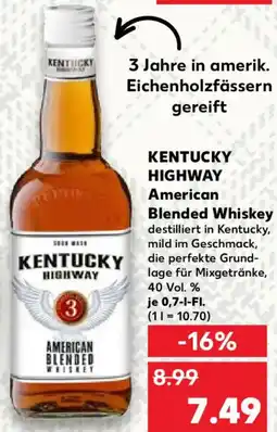 Kaufland KENTUCKY HIGHWAY American Blended Whiskey Angebot