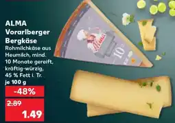 Kaufland ALMA Vorarlberger Bergkäse Angebot