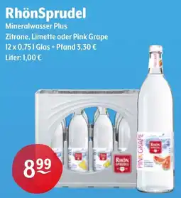 Getränke Hoffmann RhönSprudel Mineralwasser Plus Zitrone, Limette oder Pink Grape Angebot