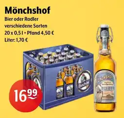 Getränke Hoffmann Mönchshof Bier oder Radler Angebot