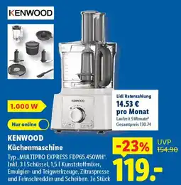 Lidl KENWOOD Küchenmaschine Typ „MULTIPRO EXPRESS FDP65.450WH". Angebot