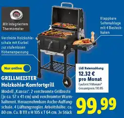 Lidl GRILLMEISTER Holzkohle-Komfortgrill Modell,,Kansas". Angebot