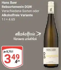 Globus Hans Baer Rebsortenwein DQW oder Alkoholfreie Variante Angebot