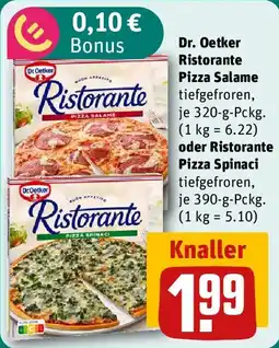 REWE Dr.Oetker Ristorante Pizza Salame oder Ristorante Pizza Spinaci Angebot