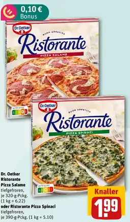 REWE Dr. Oetker Ristorante Pizza Salame oder Ristorante Pizza Spinaci Angebot