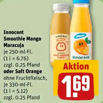 REWE Innocent Smoothie Mango Maracuja oder Saft Orange Angebot