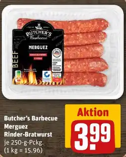 REWE Butcher's Barbecue Merguez Rinder-Bratwurst Angebot