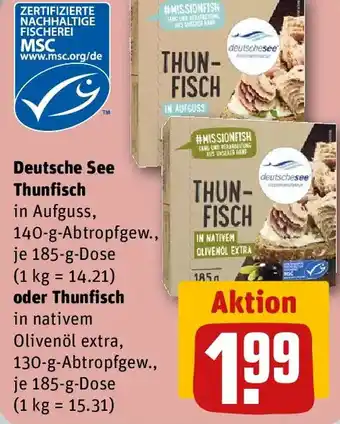 REWE Deutsche See Thunfisch oder Thunfisch Angebot
