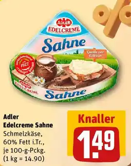 REWE Adler Edelcreme Sahne Schmelzkäse Angebot