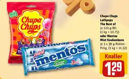 REWE Chupa Chups Lollipops The Best of oder Mentos Mint Kaubonbons Angebot