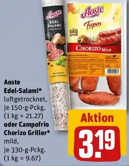 REWE Aoste Edel-Sala oder Campofrio Chorizo Griller Angebot