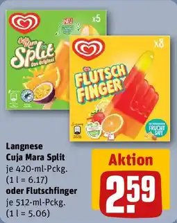 REWE Langnese cuja mara split oder Flutschfinger Angebot