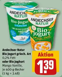REWE Andechser Natur Bio Jogurt Angebot