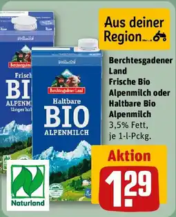 REWE Berchtesgadener Land Frische Bio Alpenmilch oder Haltbare Bio Alpenmilch Angebot