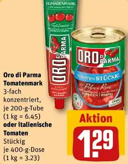 REWE Oro di Parma Tomatenmark oder italienische Tomaten Angebot