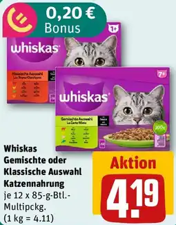 REWE Whiskas Gemischte oder Klassische Auswahl Katzennahrung Angebot