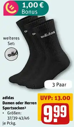 REWE adidas Damen oder Herren Sportsocken Angebot