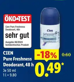 Lidl Cien pure freshness deodorant, 48 h Angebot