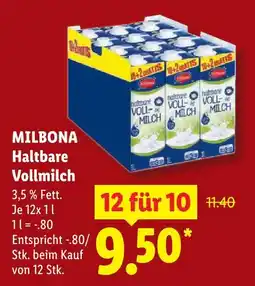 Lidl Milbona haltbare vollmilch Angebot