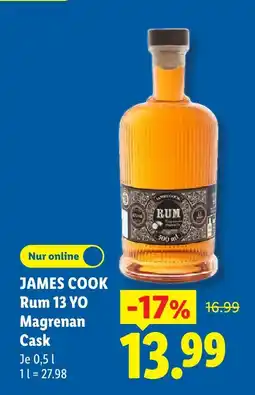 Lidl James cook rum 13 yo magrenan cask Angebot